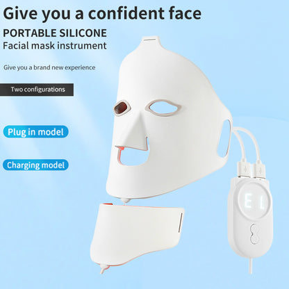 Silicone beauty mask LED photon rejuvenation facial mask instrument red and blue light large row light spectrometer