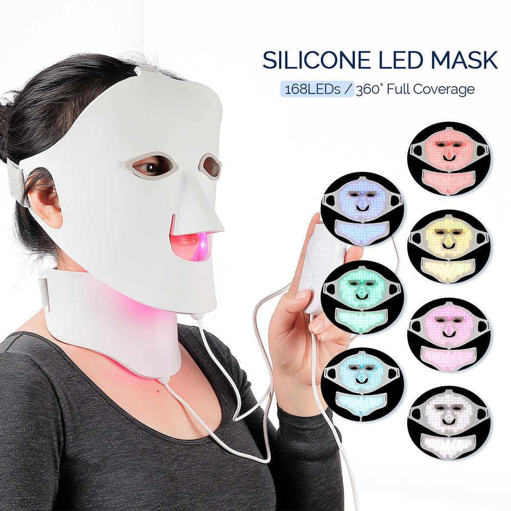 Silicone beauty mask LED photon rejuvenation facial mask instrument red and blue light large row light spectrometer