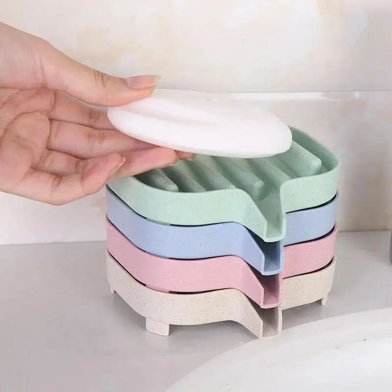 Useful Silicone Soap Dish Bathroom Self Draining Soap Bar Holder Bar