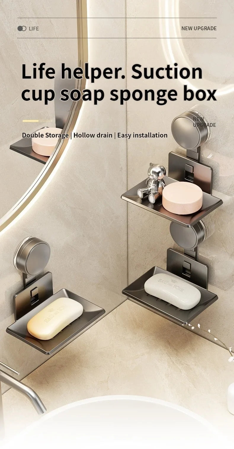 No Need To Drill Suction Cup Bathroom Drain Soap Storage Holder Soap Dish Storage Rack Bathroom Accessories