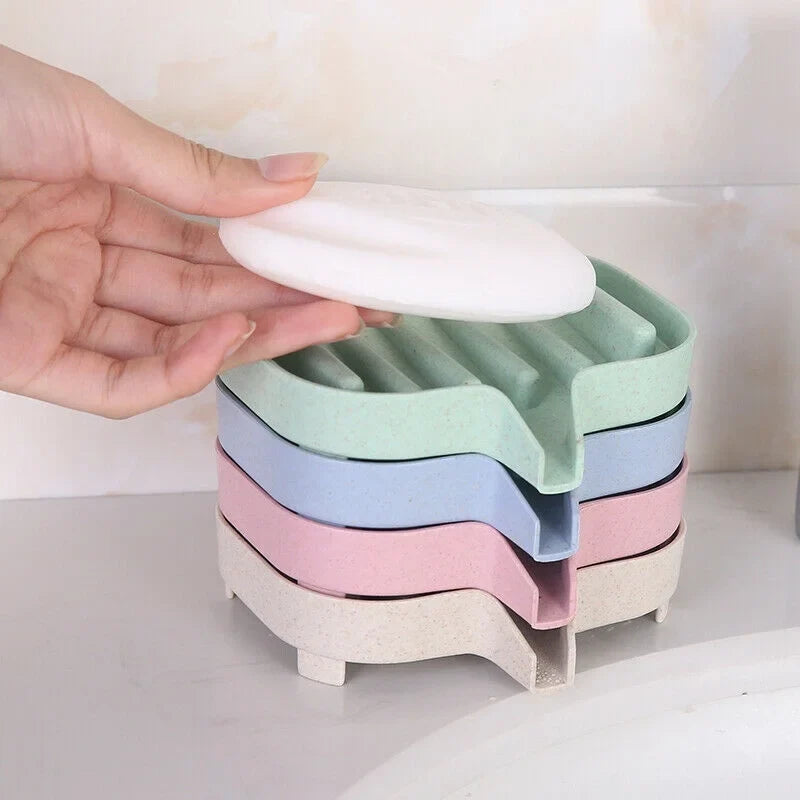 Useful Silicone Soap Dish Bathroom Self Draining Soap Bar Holder Bar